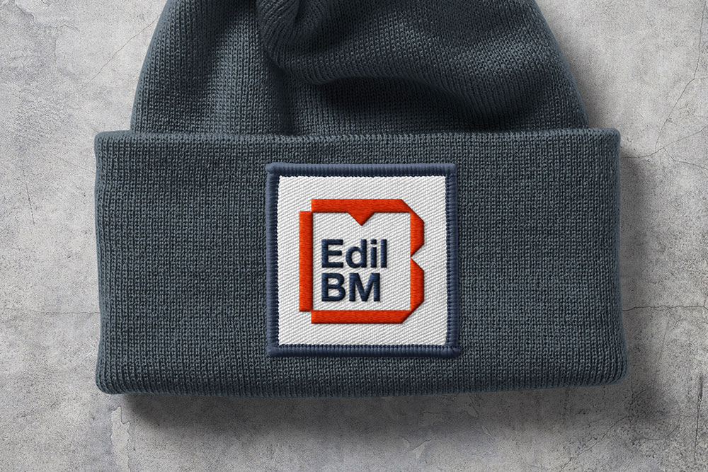Cuffia blu con logo Edil BM ricamato